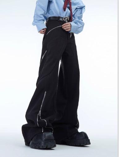 Loose-fit Metal Zipper Woolen Pants-ArguE CulturE