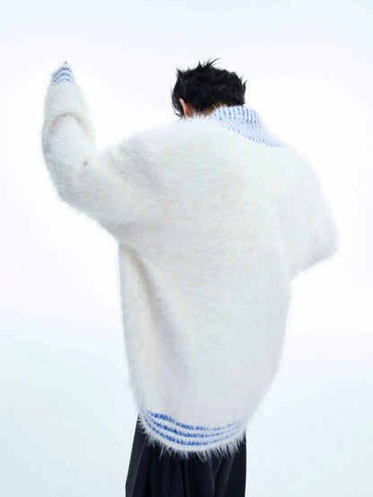 Oversized Furry V-neck Sweater-ArguE CulturE