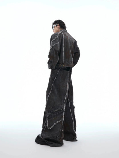 Black Denim Jacket Wide-leg Pants Suit-ArguE CulturE