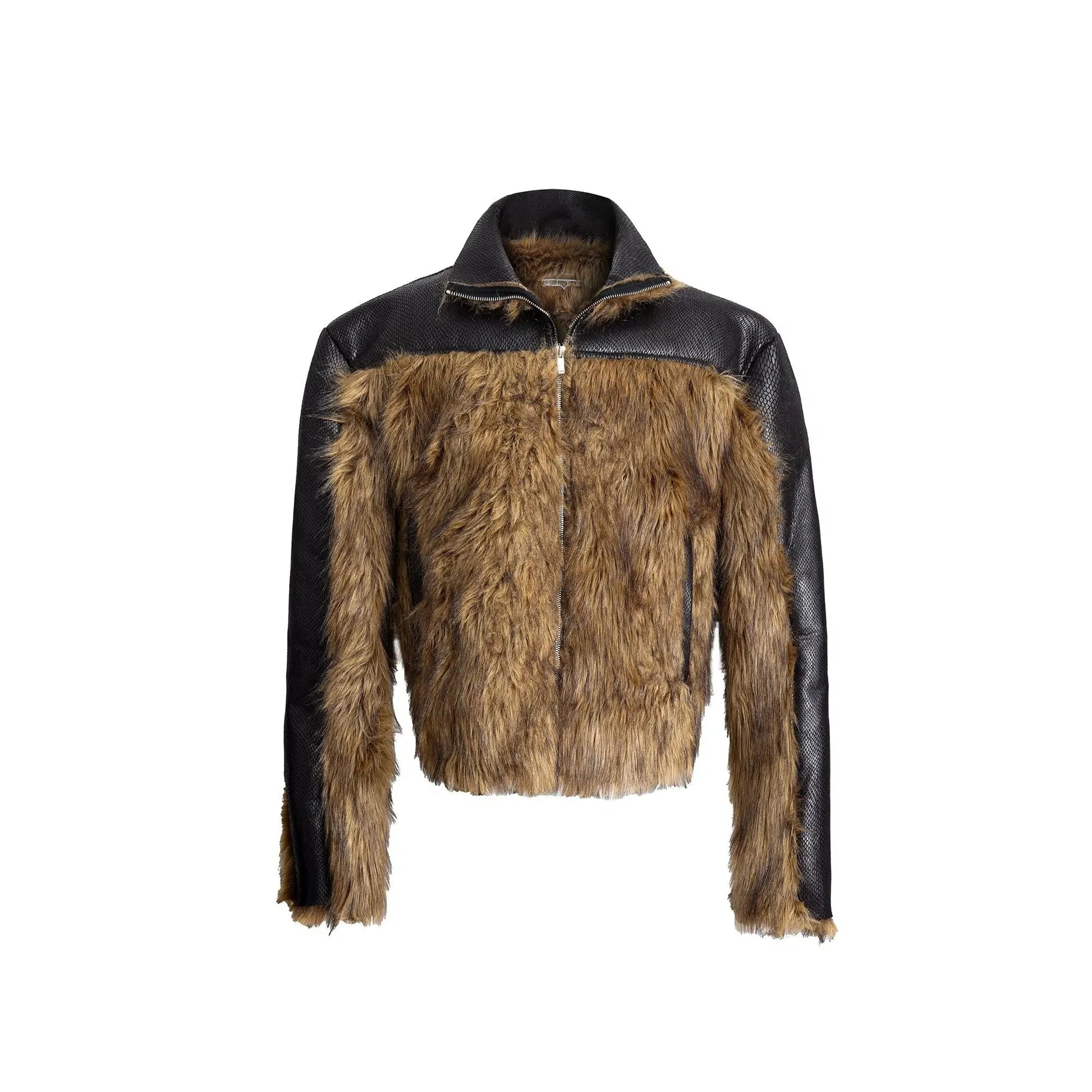 Snake Skin Stitching Fur Jacket-ArguE CulturE