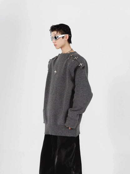 Buckle Hollow Knitted Sweater-ArguE CulturE