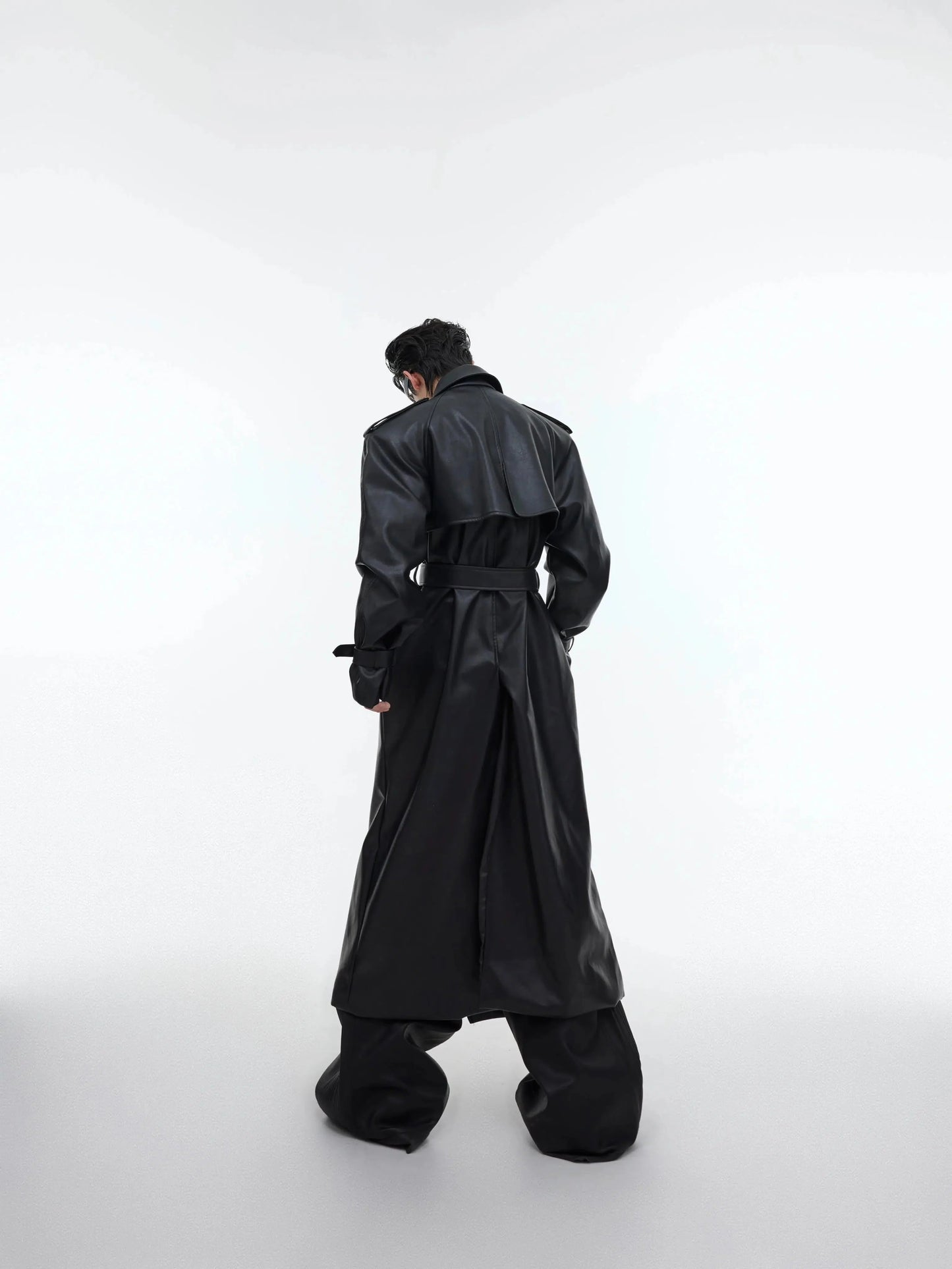 Deconstructed Split PU Leather Long Coat-ArguE CulturE