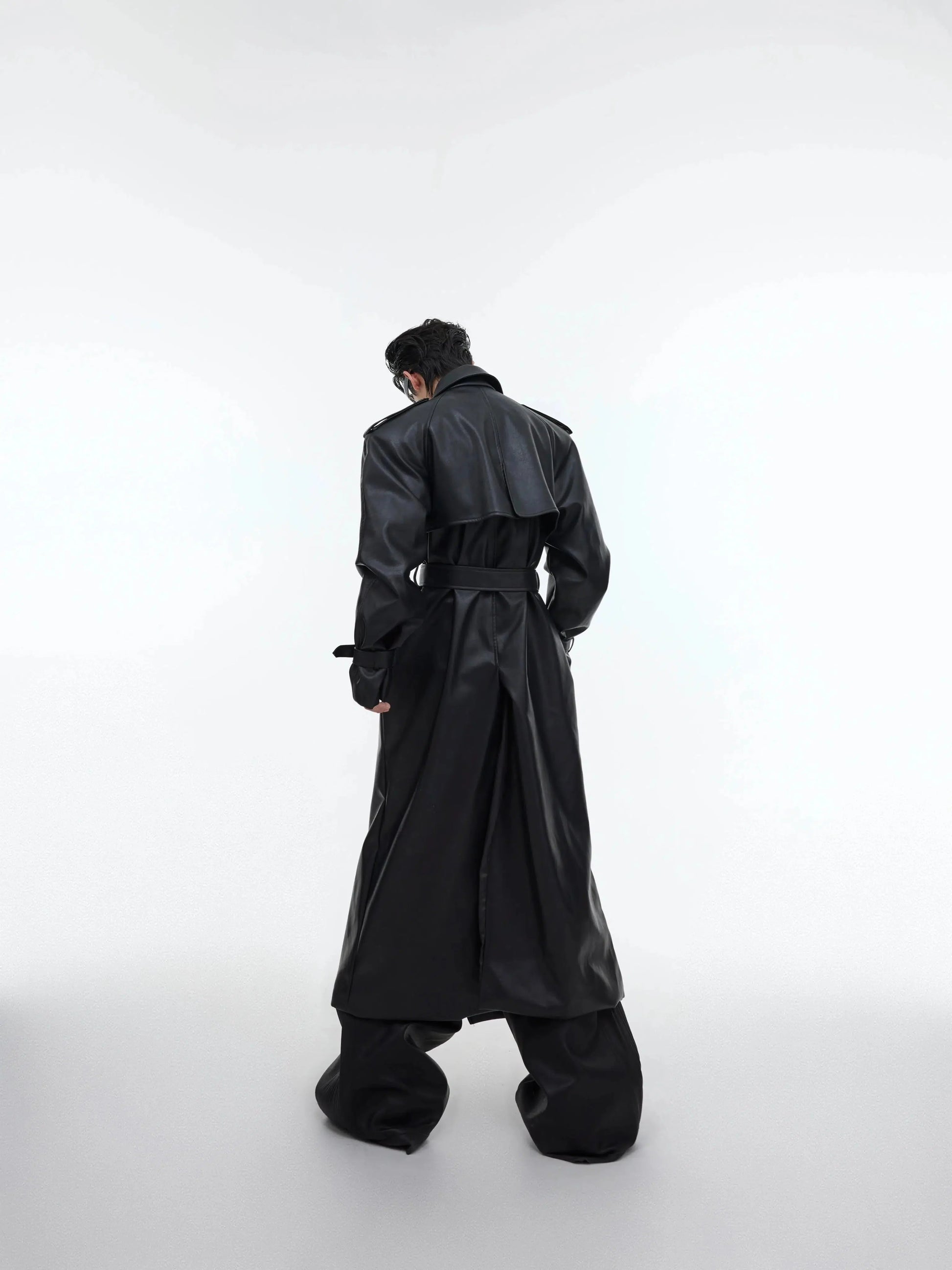 Deconstructed Split PU Leather Long Coat-ArguE CulturE