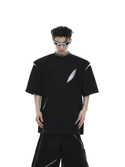 Deconstructed Split Shoulder Pad T-shirt-ArguE CulturE