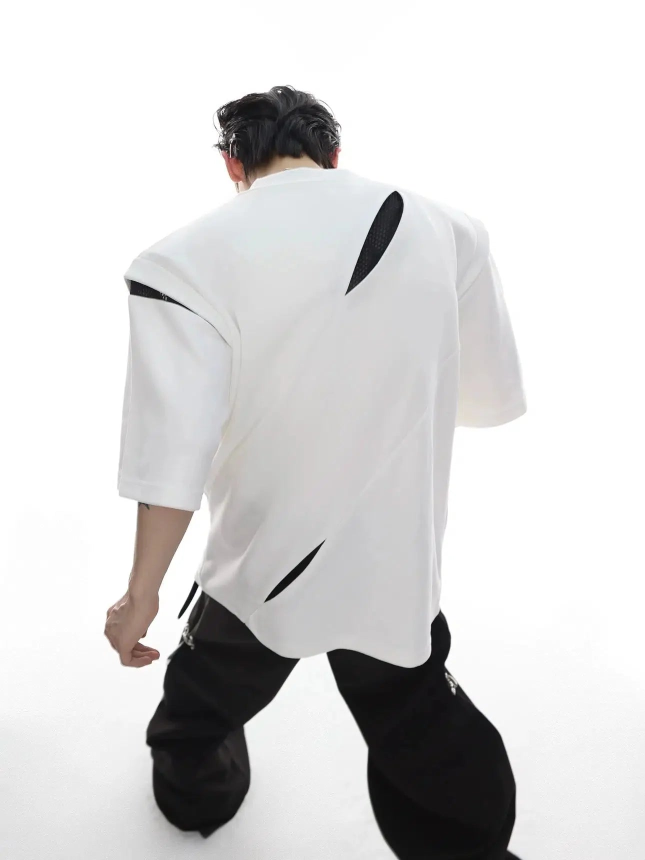 Deconstructed Split Shoulder Pad T-shirt-ArguE CulturE