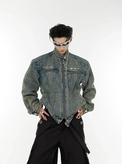 Distressed Metal Accents Denim Jacket-ArguE CulturE