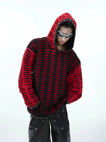 Studded Trim Hooded Sweatshirt-ArguE CulturE