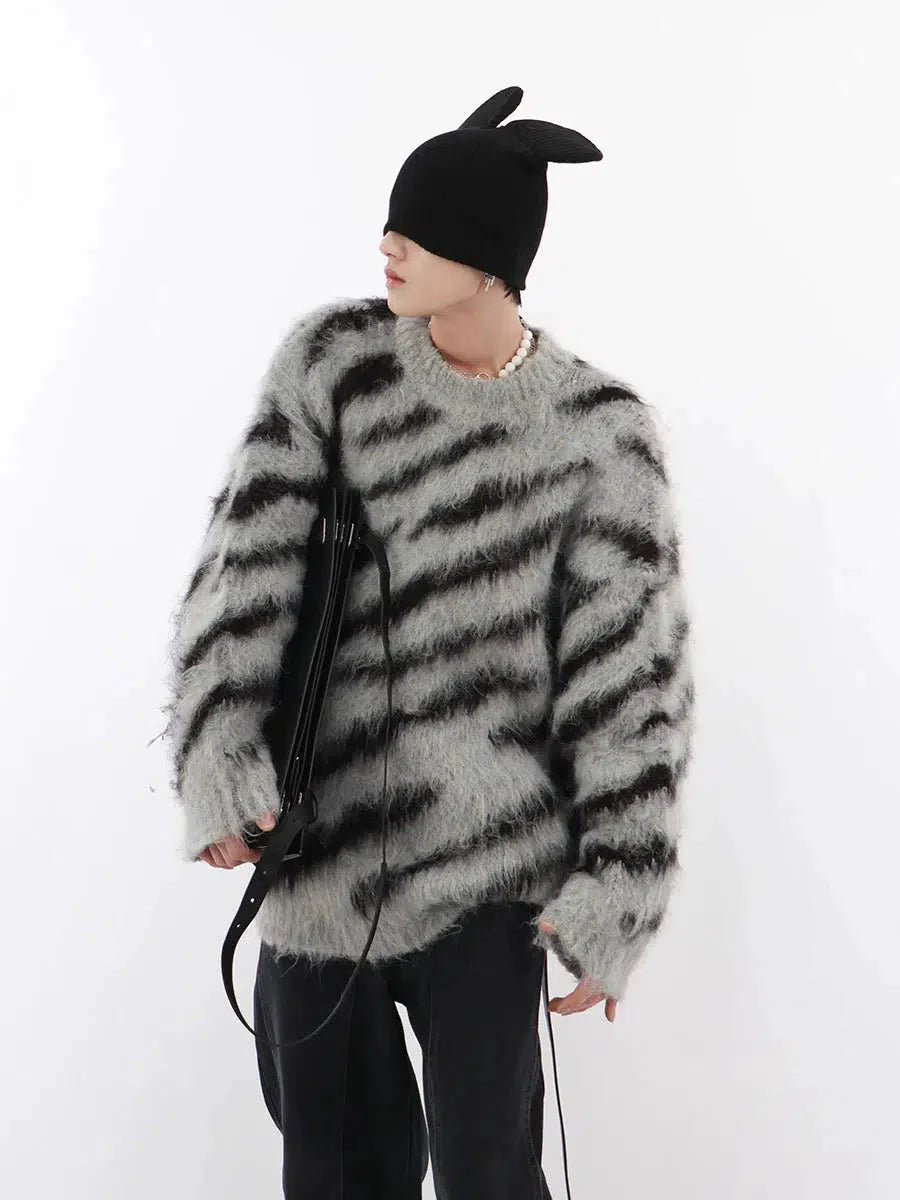 Zebra Pattern Mohair Sweater-ArguE CulturE