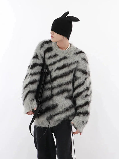 Zebra Pattern Mohair Sweater-ArguE CulturE