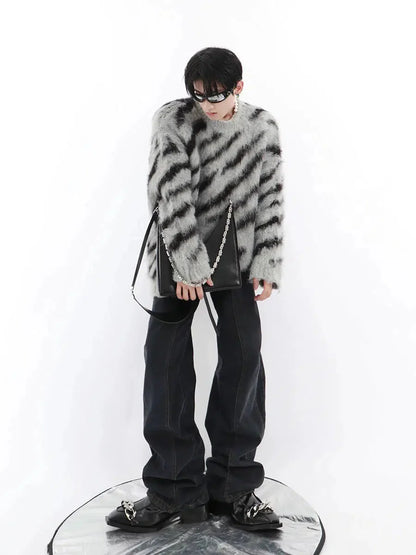 Zebra Pattern Mohair Sweater-ArguE CulturE