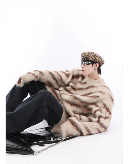 Zebra Pattern Mohair Sweater-ArguE CulturE