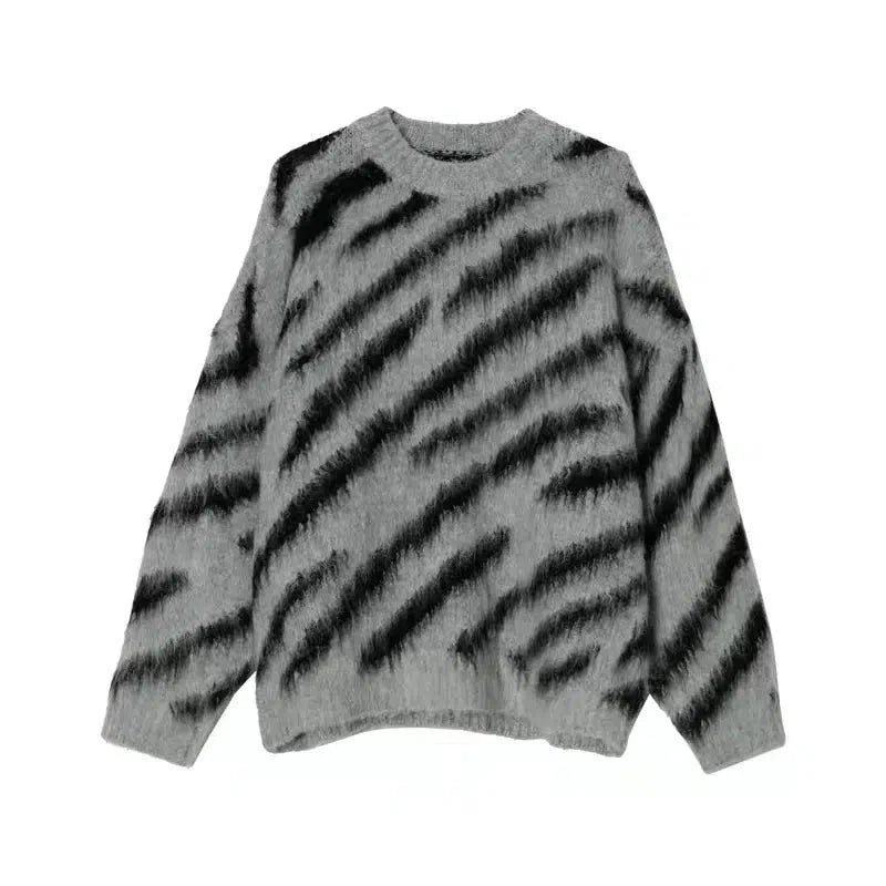 Zebra Pattern Mohair Sweater-ArguE CulturE