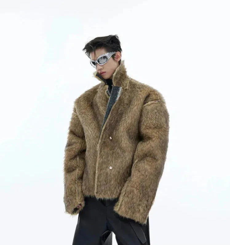 Large Lapel Fur Double-sided Short Coat-ArguE CulturE