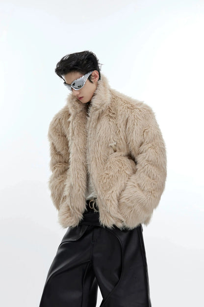 Metal Accents Thickened Plush Fur Coat-ArguE CulturE