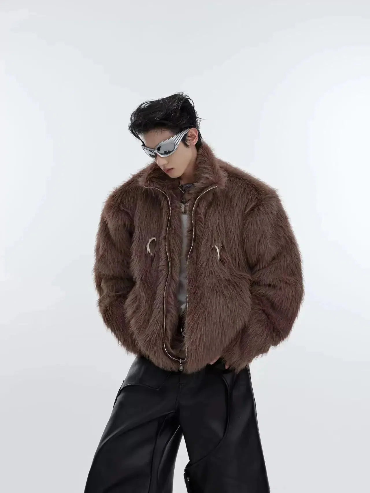 Metal Accents Thickened Plush Fur Coat-ArguE CulturE