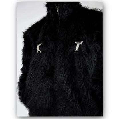 Metal Accents Thickened Plush Fur Coat-ArguE CulturE