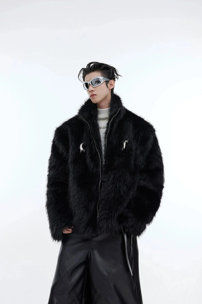 Metal Accents Thickened Plush Fur Coat-ArguE CulturE