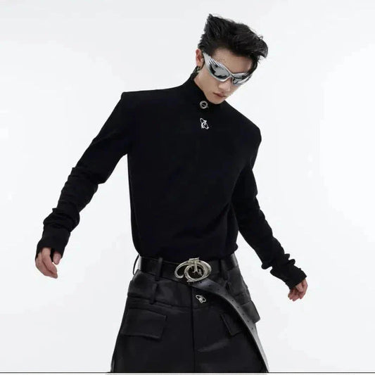 Metal Logo Slim Fit High Collar Pullover-ArguE CulturE