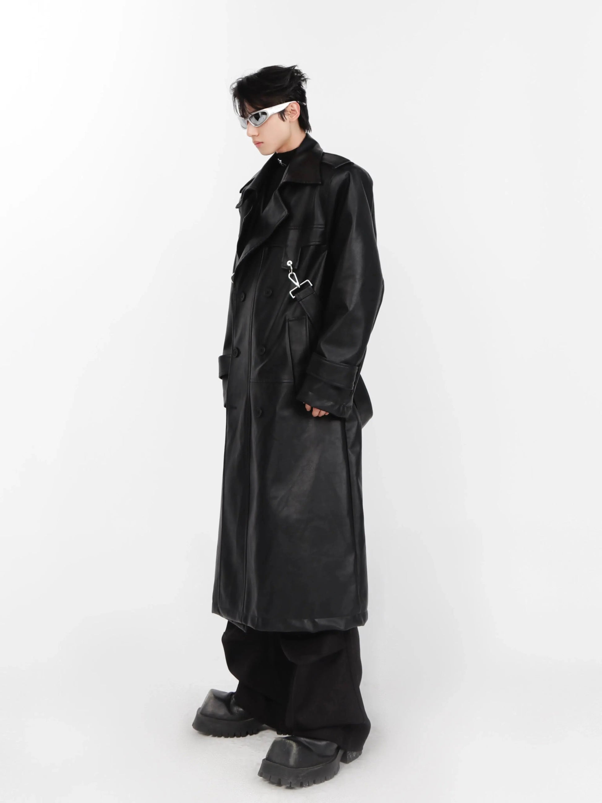 Metal Zipper Leather Windbreaker Coat-ArguE CulturE