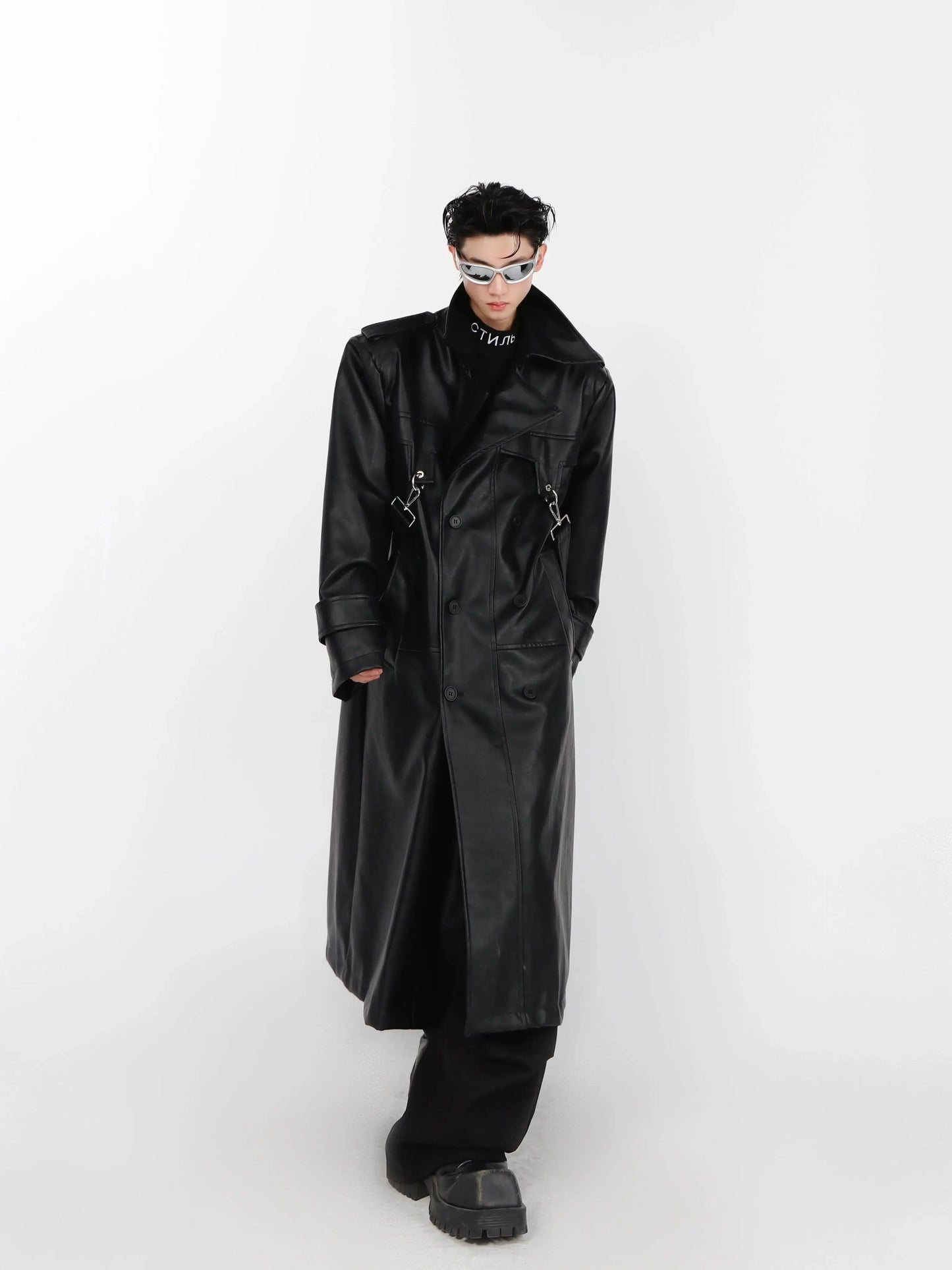Metal Zipper Leather Windbreaker Coat-ArguE CulturE