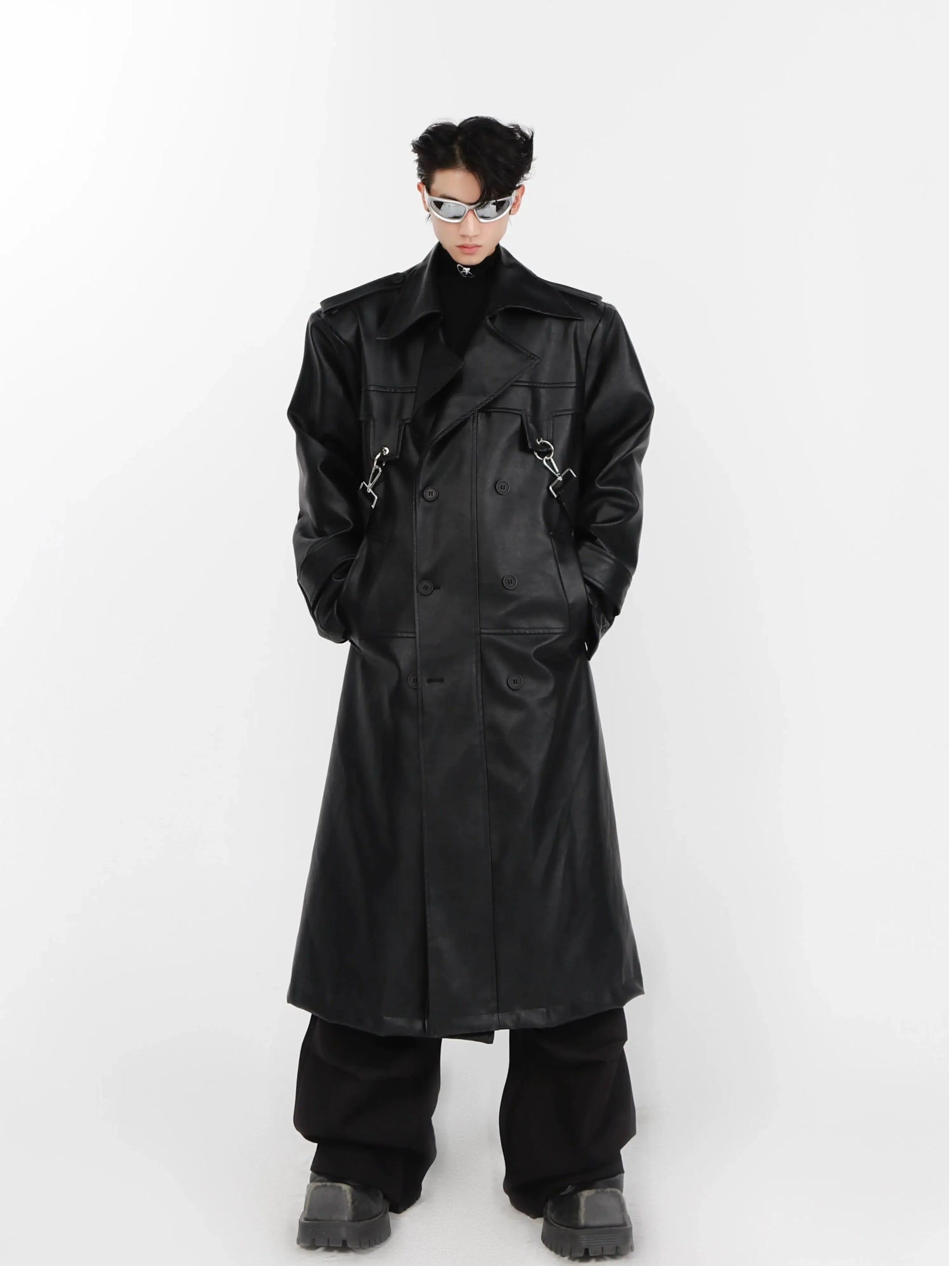 Metal Zipper Leather Windbreaker Coat-ArguE CulturE