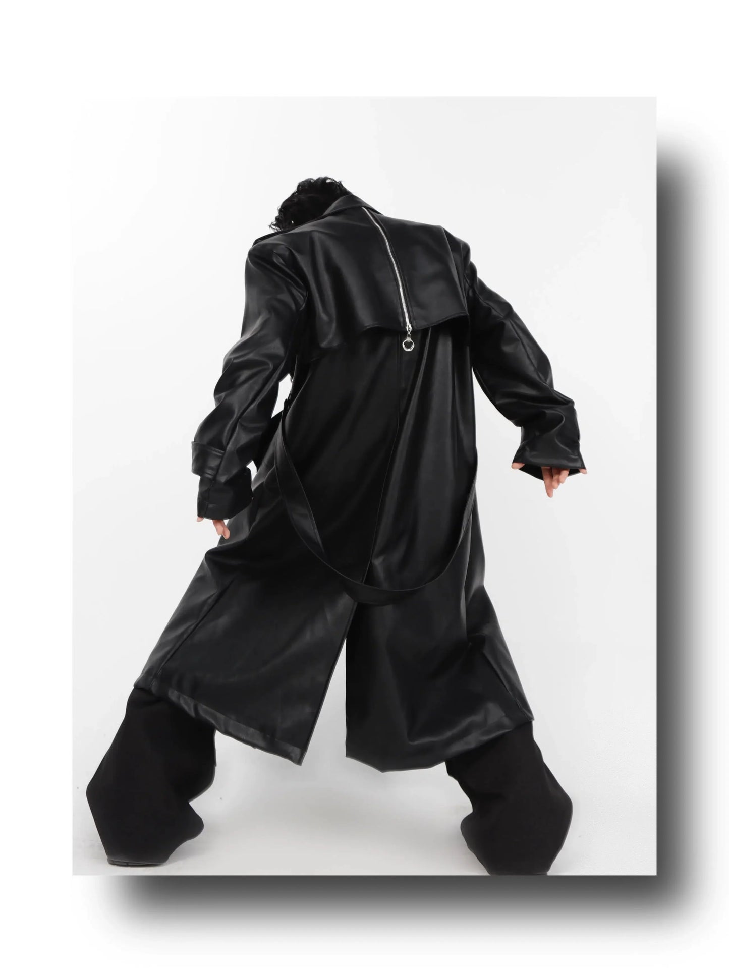 Metal Zipper Leather Windbreaker Coat-ArguE CulturE