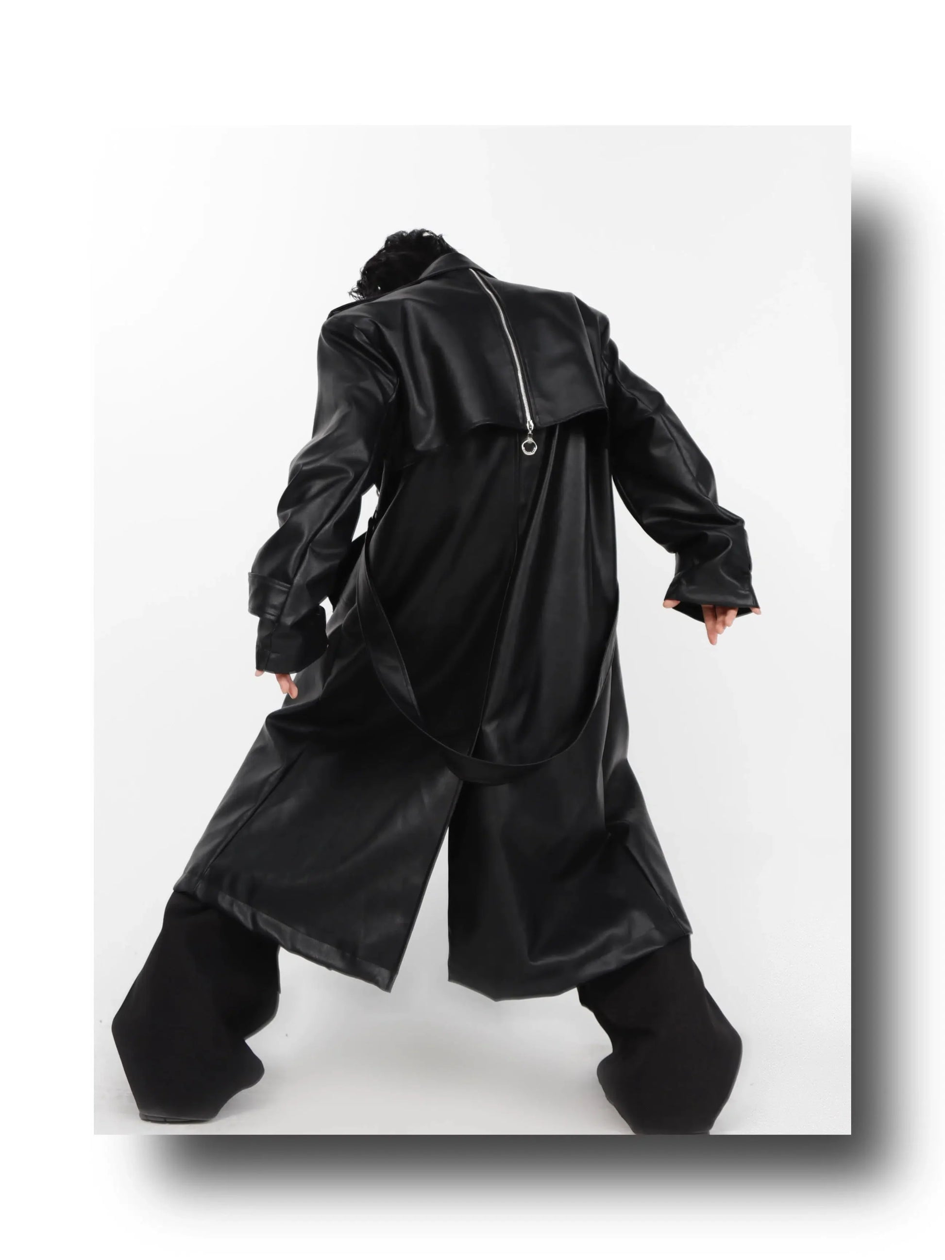 Metal Zipper Leather Windbreaker Coat-ArguE CulturE