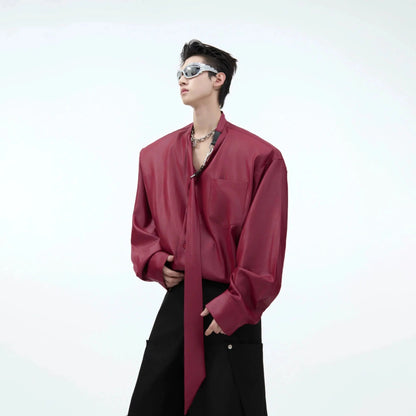 Oversized Satin Long-sleeved Shirt-ArguE CulturE