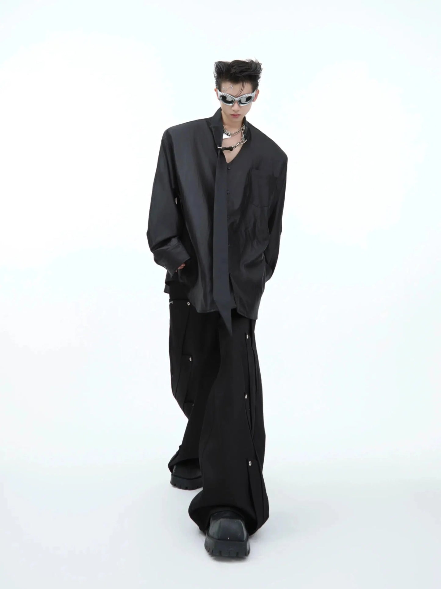 Oversized Satin Long-sleeved Shirt-ArguE CulturE