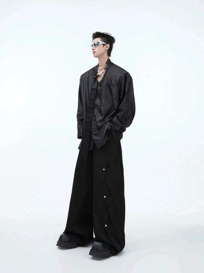 Oversized Satin Long-sleeved Shirt-ArguE CulturE