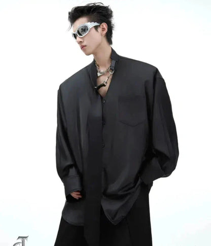 Oversized Satin Long-sleeved Shirt-ArguE CulturE