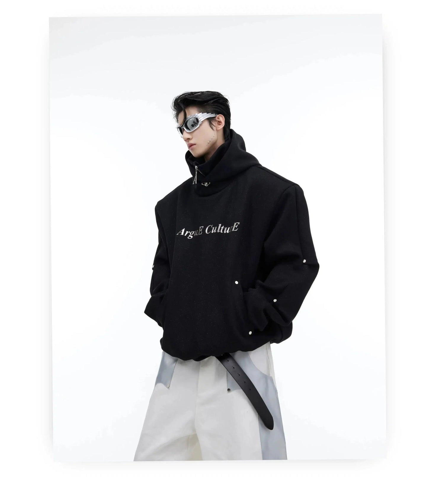 Sequin High Collar Hooded Sweatshirt-ArguE CulturE