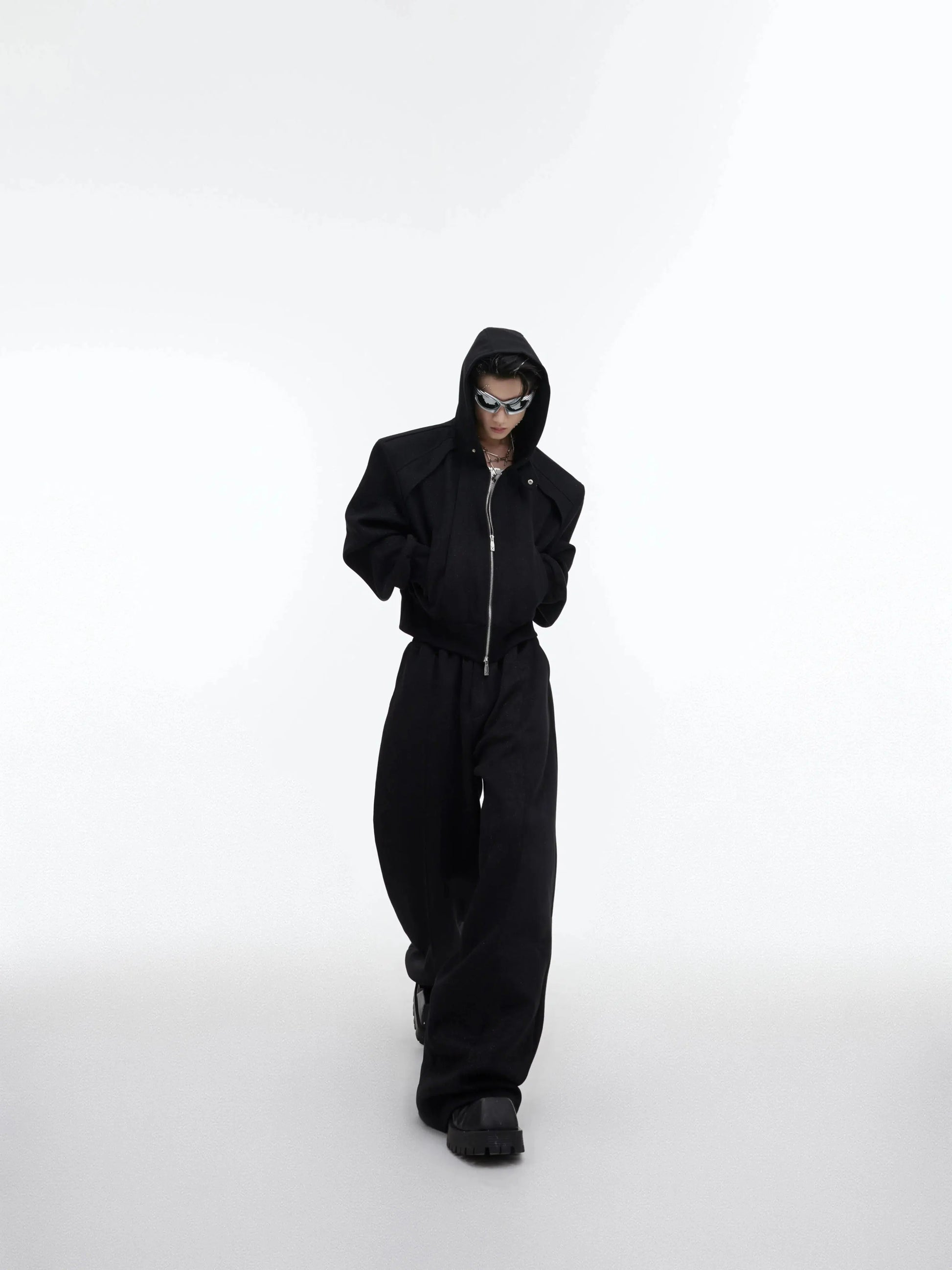 Sequin Zipper Hooded Sweater and Pants Set-ArguE CulturE