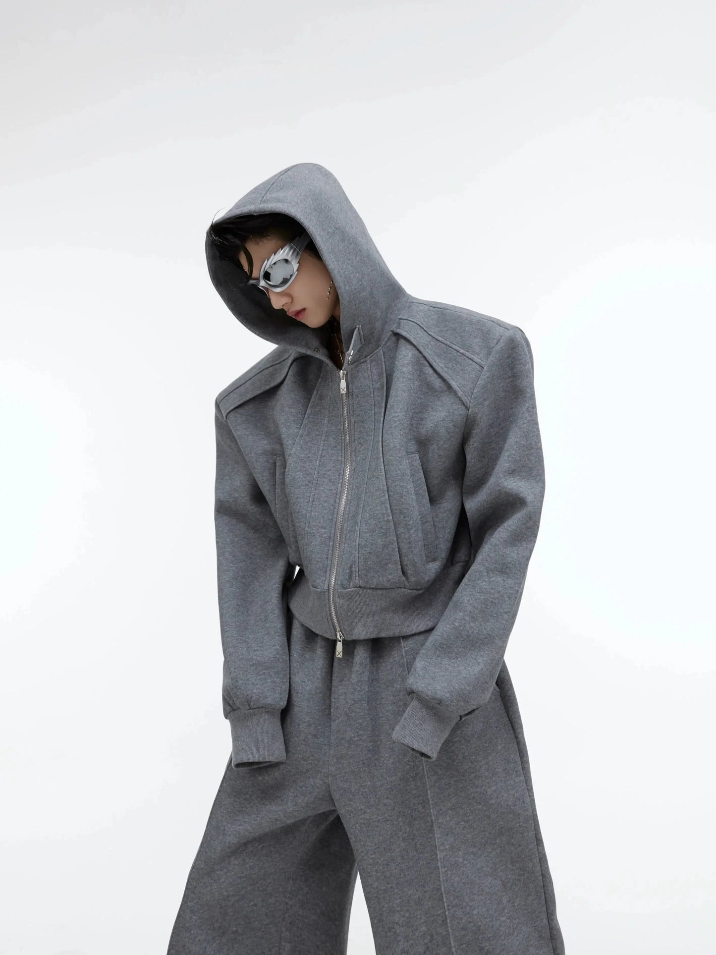 Sequin Zipper Hooded Sweater and Pants Set-ArguE CulturE