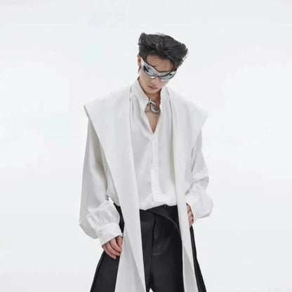 Shawl Hooded Ice Silk Long Sleeve Shirt-ArguE CulturE