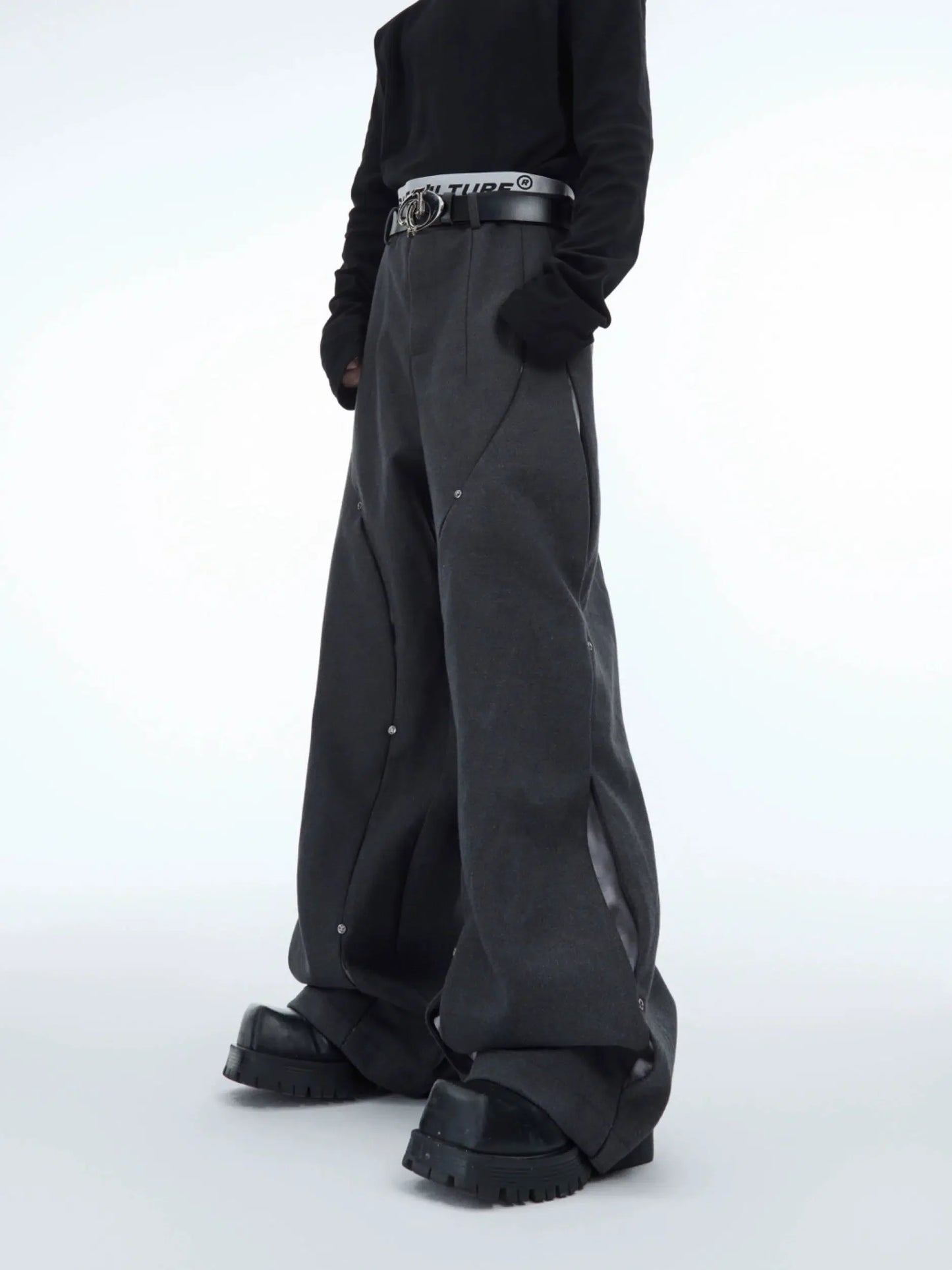 Metal Rivet Wide-leg Pants-ArguE CulturE