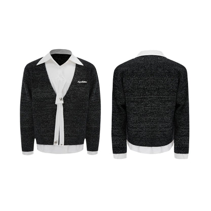 Two-piece Knitted Patchwork Lapel Pullover-ArguE CulturE