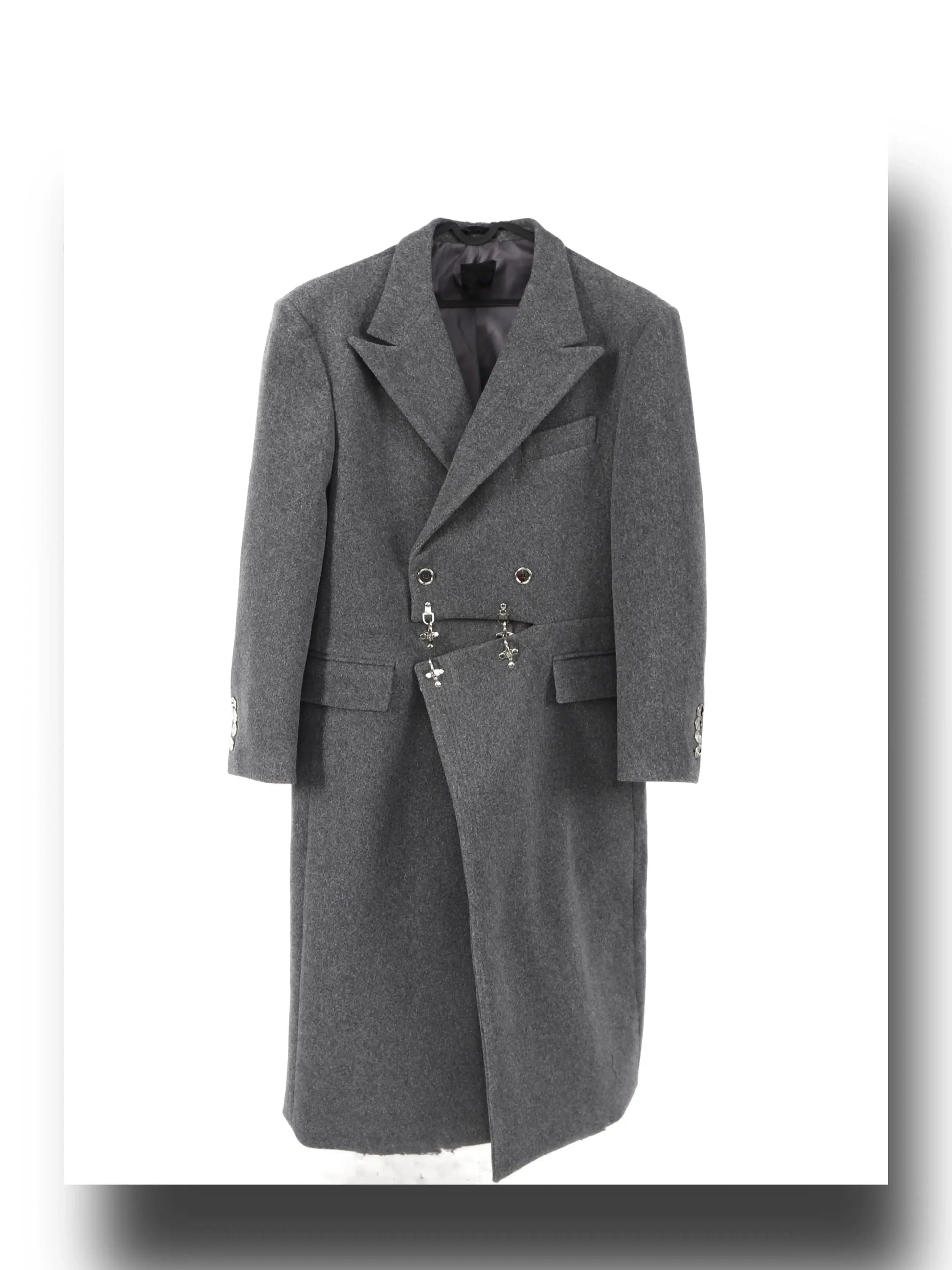 Metal Airplane Buttons Woolen Long Coat-ArguE CulturE