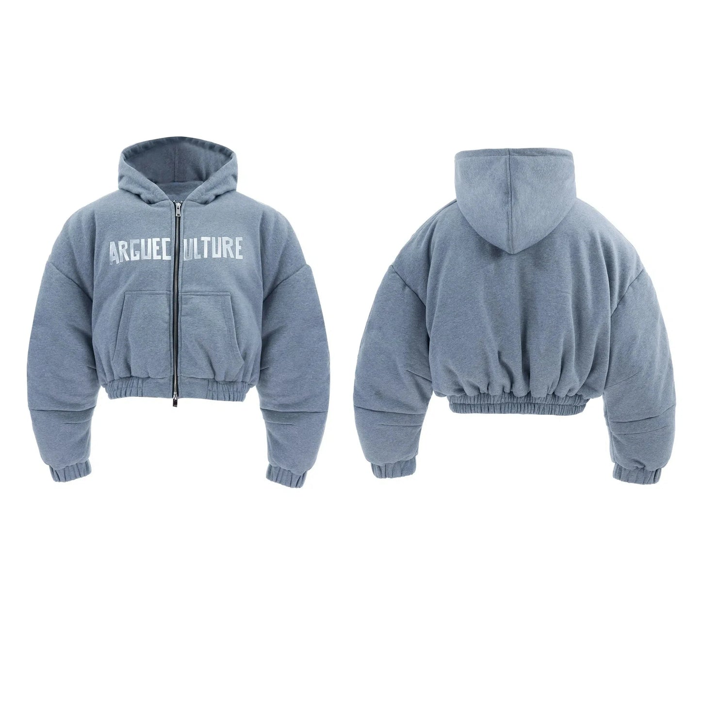 Metallic Text Print Hooded Jacket-ArguE CulturE