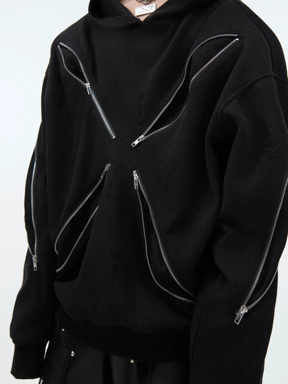 Deconstructed Zipper Knitted Hoodie-ArguE CulturE