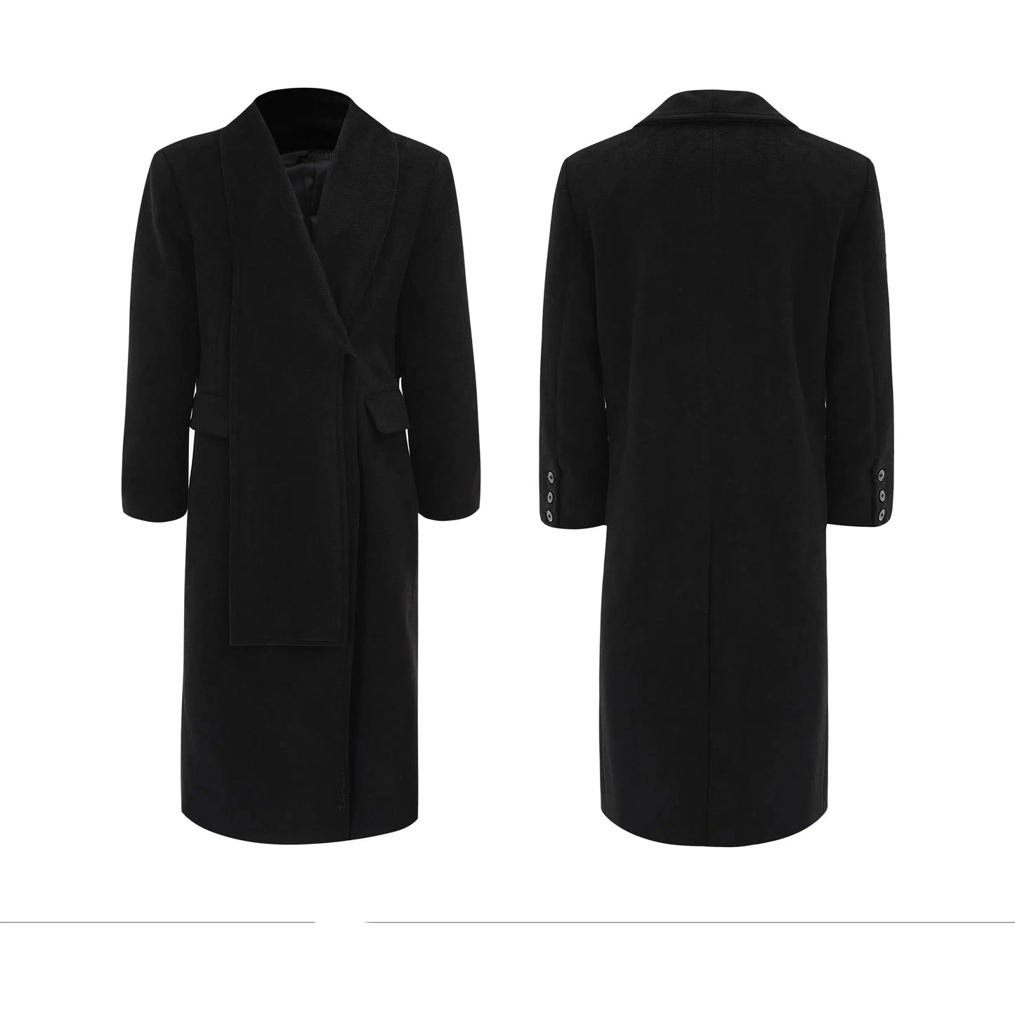 Deconstructed Woolen Long Coat with Metal Strap-ArguE CulturE