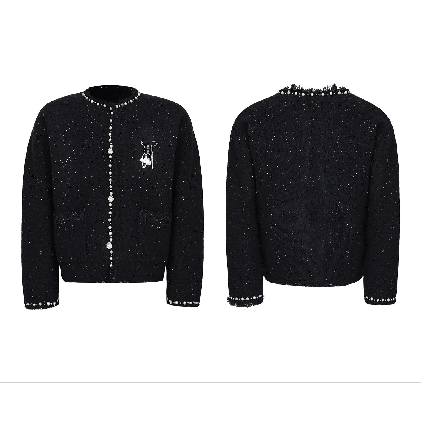 Pearl Embellished Knit Cardigan-ArguE CulturE