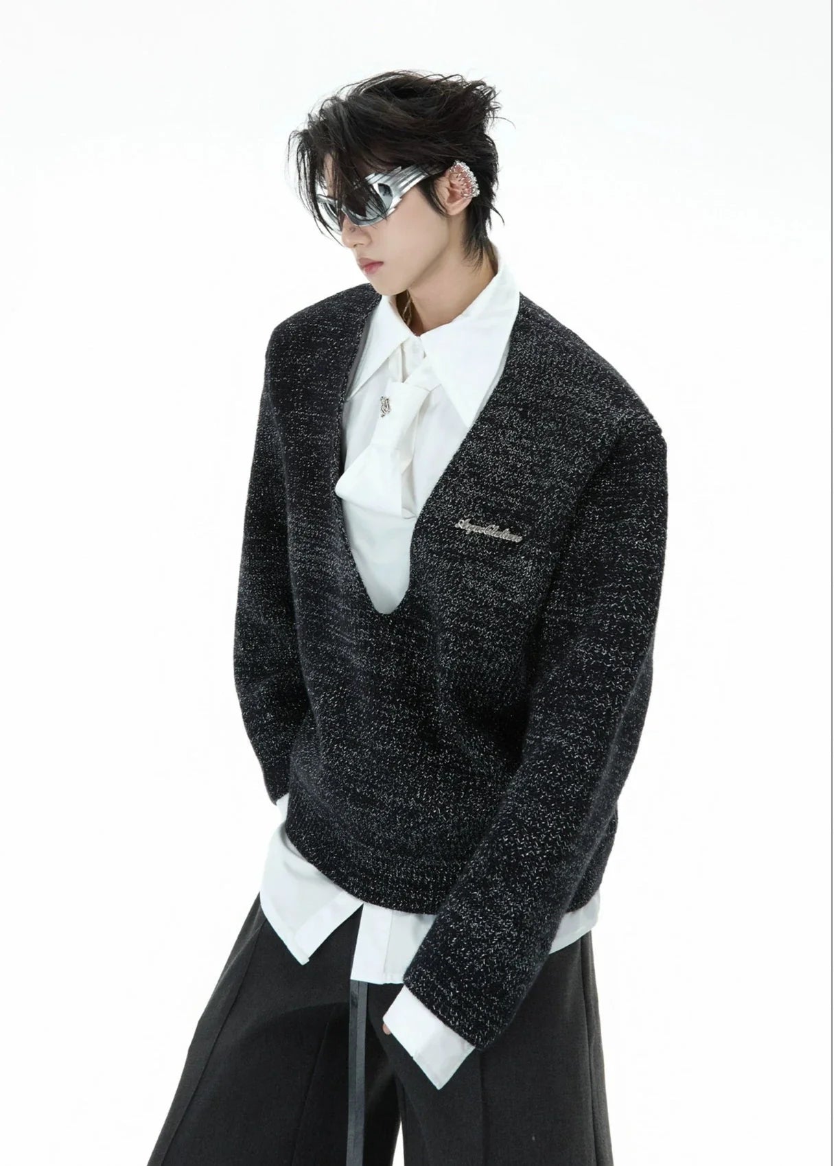 Two-piece Knitted Patchwork Lapel Pullover-ArguE CulturE