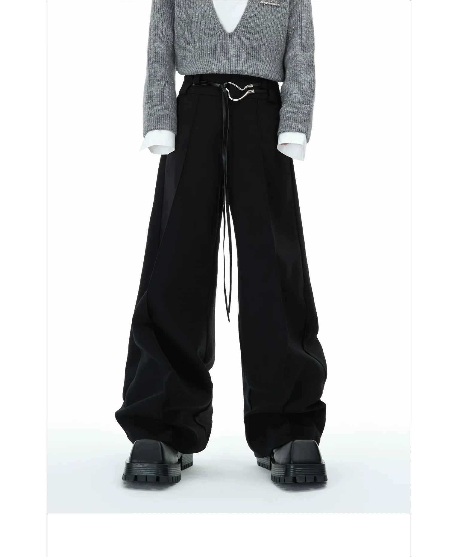 Metal Buckle Design Straight-leg Pants-ArguE CulturE