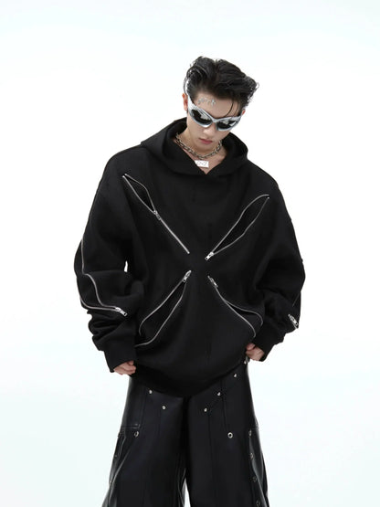 Deconstructed Zipper Knitted Hoodie-ArguE CulturE