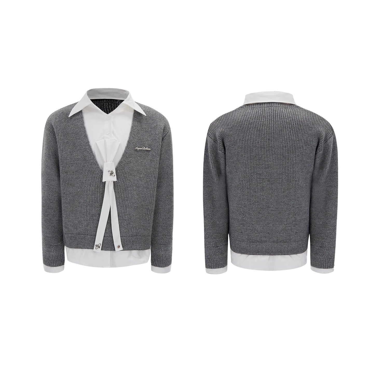 Two-piece Knitted Patchwork Lapel Pullover-ArguE CulturE