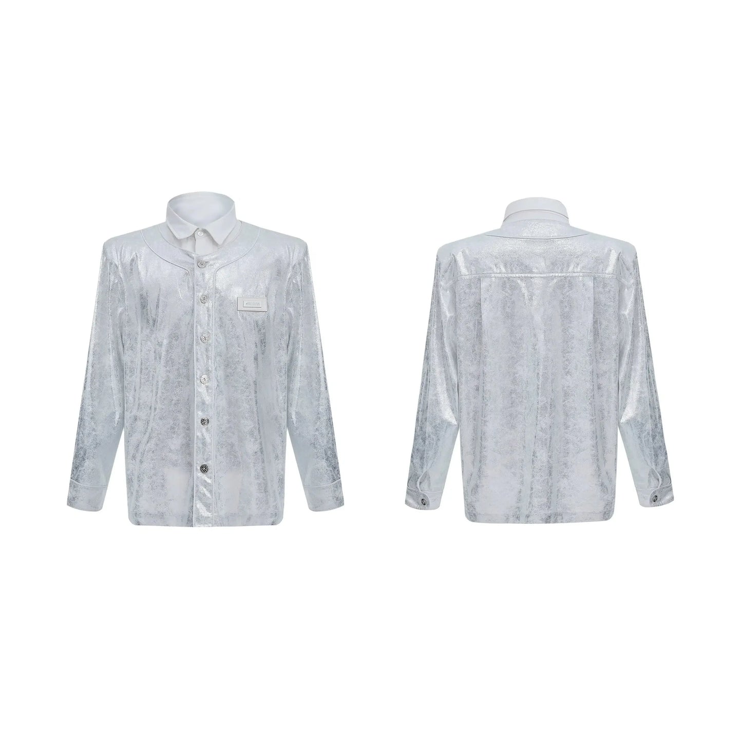 Shiny Textured Shoulder Pad Shirt-ArguE CulturE