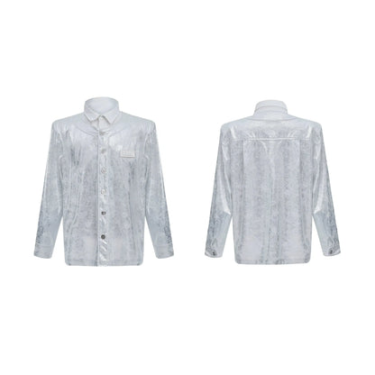 Shiny Textured Shoulder Pad Shirt-ArguE CulturE