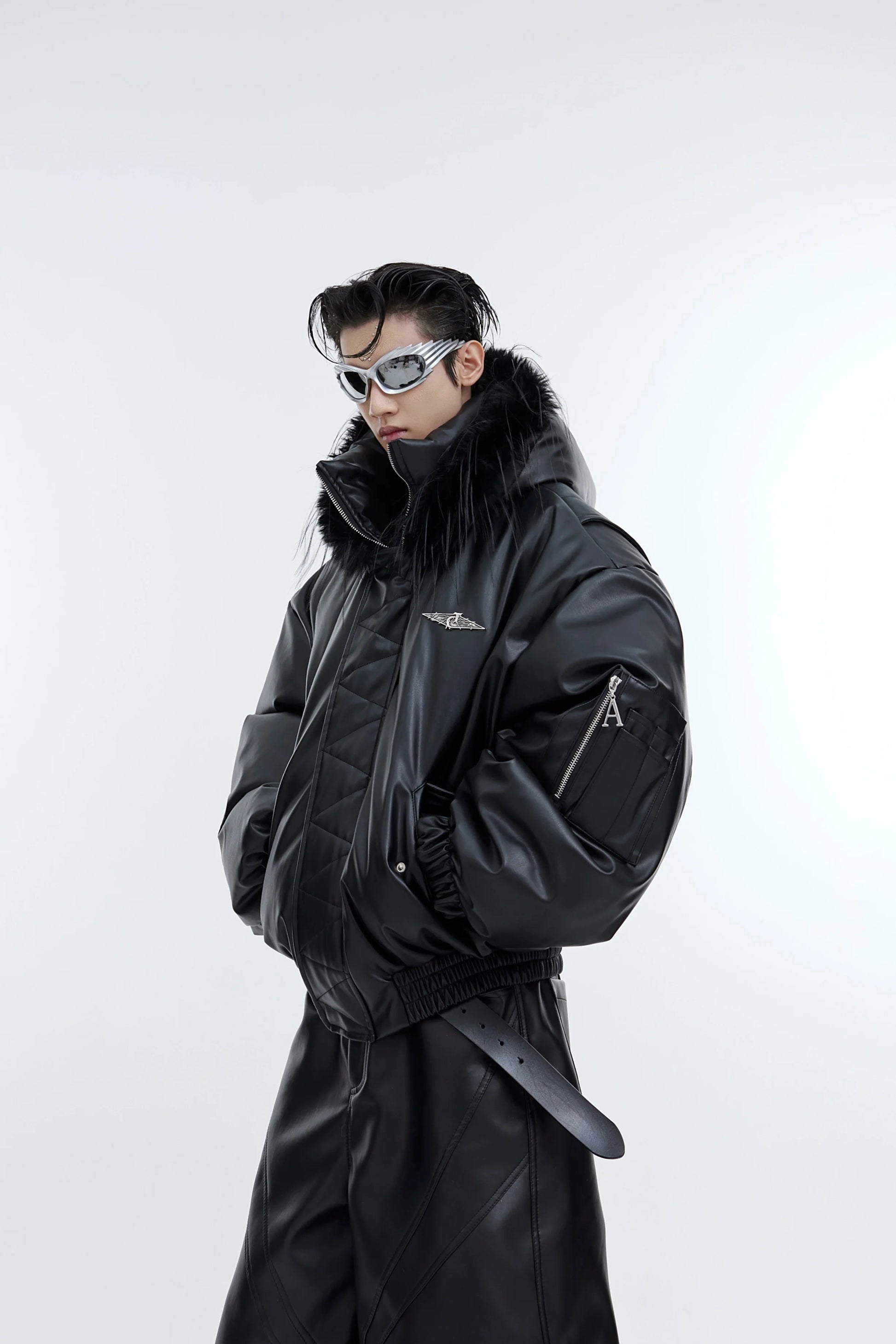 Hooded Insulated Jacket with Fur Collar-ArguE CulturE