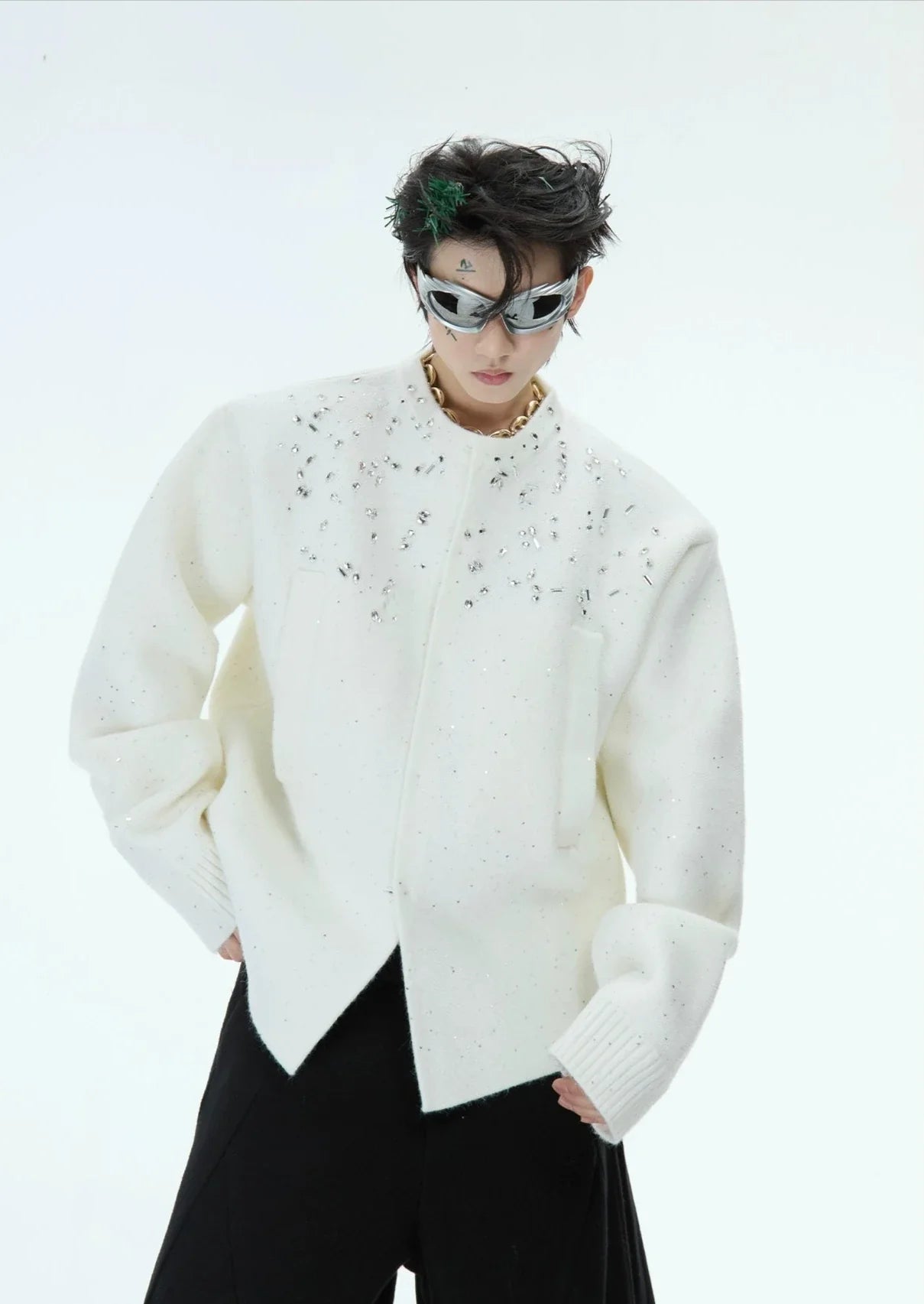 Diamond Embellished Knitted Cardigan-ArguE CulturE